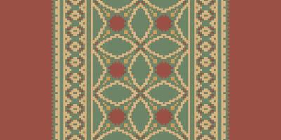 Bukhara pattern Seamless Bandana print silk Motif embroidery, Pixel Ikat embroidery Design for Print Texture fabric saree sari carpet. kurta patola saree vector