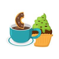 illustration of cupcake and donut vector