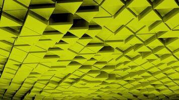 Yellow and white background.Design. Small triangles of the same color in abstraction that rise in 3d format and fall back. video