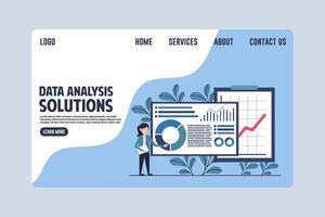 Landing Page Data Analysis Solutions Concept Design Illustration vector