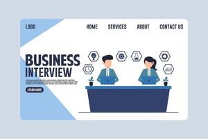 Landing Page Business Interview Design Concept Illustration vector