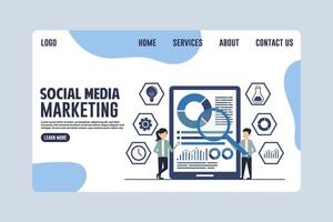 Landing Page Social Media Marketing, A Strategic Approach to Data Analysis vector