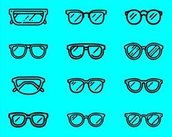 Bundle of various model of glasses icons. vector