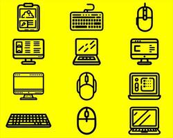 Bundle of various Desktop thing icons. vector