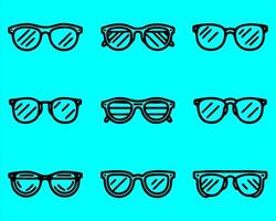 Bundle of various model of glasses icons. vector