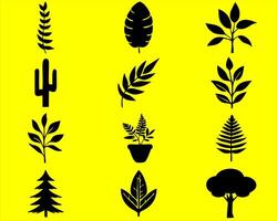 Bundle of various model of plants and trees icons. vector