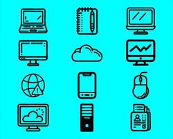 Bundle of various Desktop thing icons. vector
