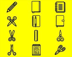 Bundle of various thing of stationery icons. vector