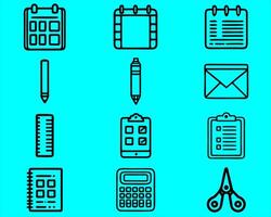 Bundle of various thing of stationery icons. vector