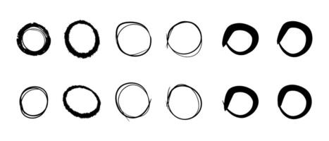 Super set of circles lines sketch hand drawn. Doodle circles for design elements vector
