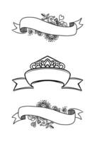 Black and White Ink Ribbons. Hand made Objects for Design. vector