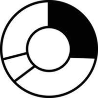 A pie chart is shown in black and white vector