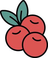 Three red tomatoes with green leaves on top vector