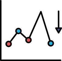 A graph with a circle in the middle and a downward trend vector