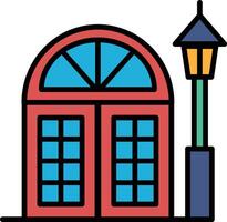 A building with a lamp post in front of it vector