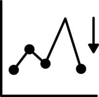 A graph with a circle in the middle and a downward trend vector