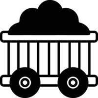 A black and white drawing of a train car with a pile of coal in it vector