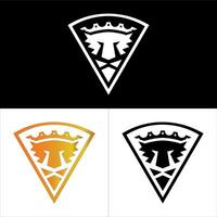 Lion Head with crown inside a triangular shield logo design set vector