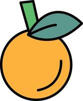 A cartoon drawing of an orange with a green leaf on top vector