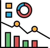 A graph with a circle in the middle and a downward trend vector