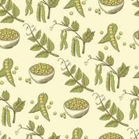 seamless pattern of green peas in green style vector