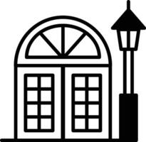 A building with a lamp post in front of it vector
