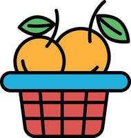 A basket of fruit with two apples and two leaves vector