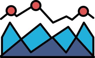 A graph with a circle in the middle and a mountain range in the background vector