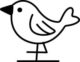 A black and white drawing of a bird with a black beak and a white tail vector