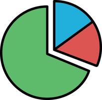 A pie chart is shown in black and white vector