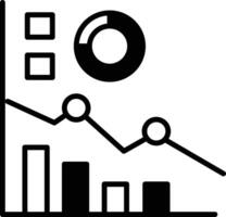 A graph with a circle in the middle and a downward trend vector