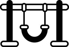 A black and white image of a swing set vector