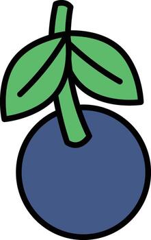 un azul Fruta con un verde hoja en parte superior vector