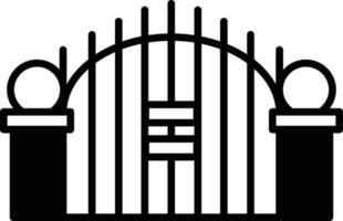 A black and white gate with a white ball on top of it vector
