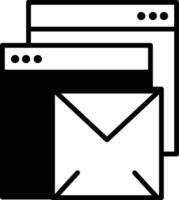 A black and white image of three envelopes stacked on top of each other vector