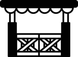 A black and white drawing of a wooden fence with a canopy over it vector