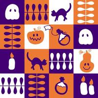Geometric magic Halloween checkered seamless pattern. Witchcraft print for paper, textile and fabric. Hand drawn illustration for decor and design. vector