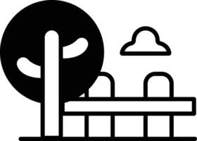A tree is in the foreground of a black and white drawing of a park vector