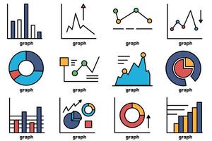 A set of graphs with different shapes and sizes vector