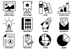 A set of icons for various office supplies and tools vector