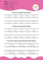 hand drawn letter tracing A TO Z for kids hand practicing vector