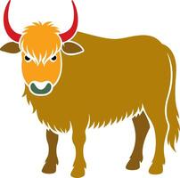 Cute yak, childish illustration in flat style. For poster, greeting card and baby design. vector