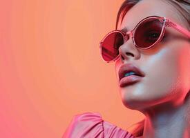 Female Model Wearing Sunglasses photo