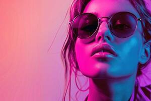 Female Model Wearing Sunglasses photo