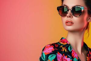 Female Model Wearing Sunglasses photo