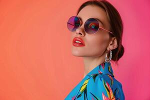 Female Model Wearing Sunglasses photo
