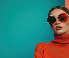 Female Model Wearing Sunglasses photo
