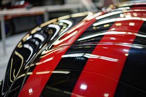 Shiny racing stripes of a car photo