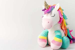 Unicorn Plush Pillow on White photo