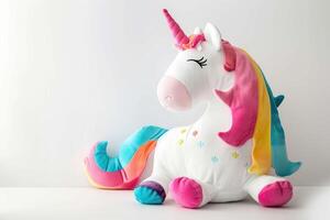 Unicorn Plush Pillow on White photo